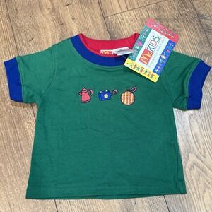 McKids Vtg Y2K Embroidered SS Colorblock Tee Shirt NWT 12M Camping Hiking Camera